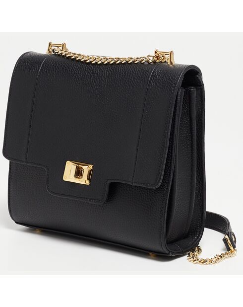 Sac bandoulière en Cuir de Vachette Tine noir - 24x23x7 cm