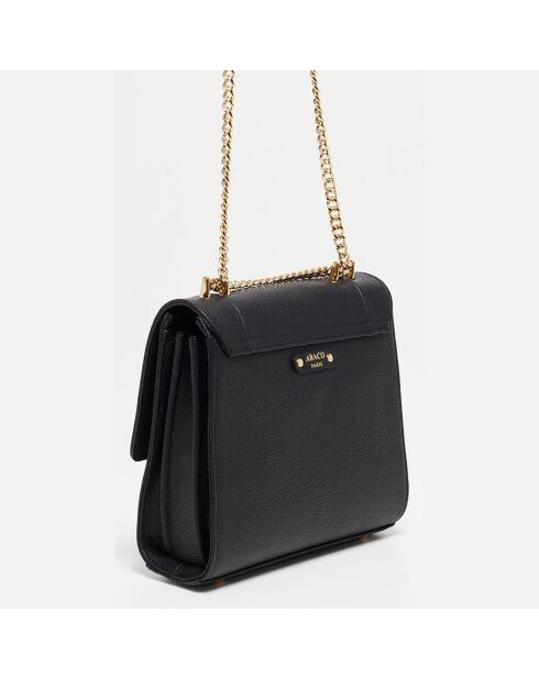 Sac bandoulière en Cuir de Vachette Tine noir - 24x23x7 cm
