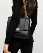 Sac bandoulière en Cuir de Vachette Tine noir - 24x23x7 cm