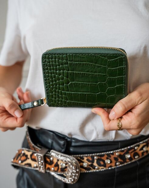 Compagno Mini Waly in pelle verde - 12x10 cm