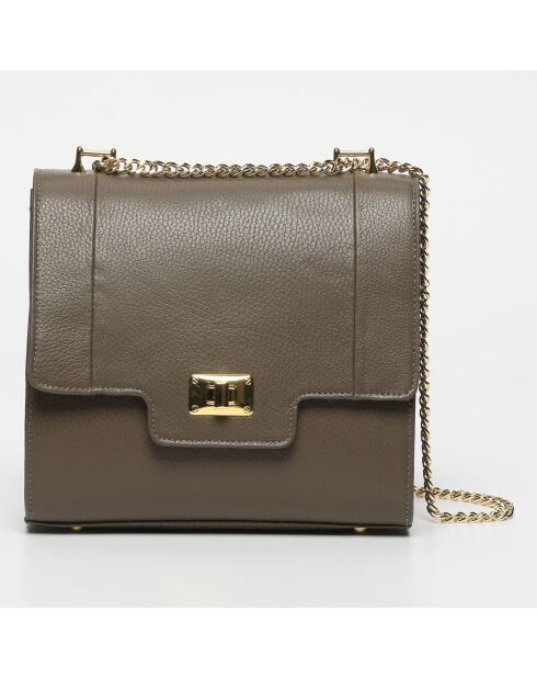 Sac bandoulière en Cuir de Vachette Tine taupe  - 24x23x7 cm