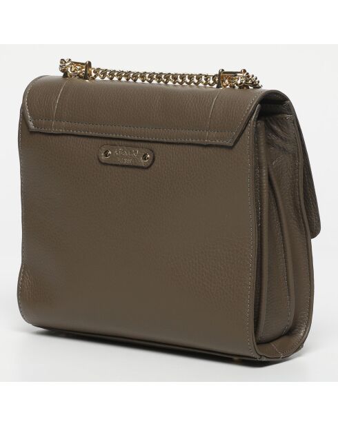 Sac bandoulière en Cuir de Vachette Tine taupe  - 24x23x7 cm