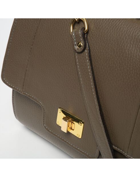 Sac bandoulière en Cuir de Vachette Tine taupe  - 24x23x7 cm