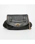 Sac bandoulière en Cuir de Vachette Trésor noir - 30x20x1 cm