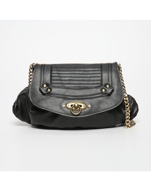 Sac bandoulière en Cuir de Vachette Trésor noir - 30x20x1 cm