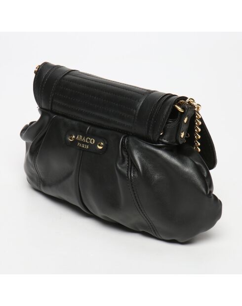Sac bandoulière en Cuir de Vachette Trésor noir - 30x20x1 cm