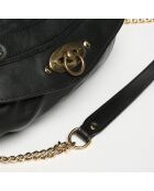 Sac bandoulière en Cuir de Vachette Trésor noir - 30x20x1 cm