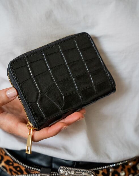 Compagno Mini Waly in pelle nera - 12x10 cm