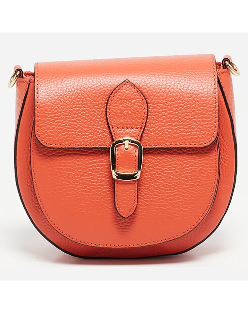 Sac bandoulière en Cuir Polly orange foncé - 21x19x6 cm