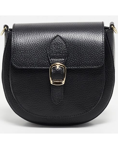 Schultertasche Polly aus schwarzem Leder - 21x19x6 cm