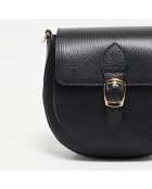 Schultertasche Polly aus schwarzem Leder - 21x19x6 cm