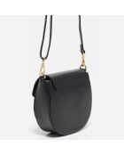 Schultertasche Polly aus schwarzem Leder - 21x19x6 cm