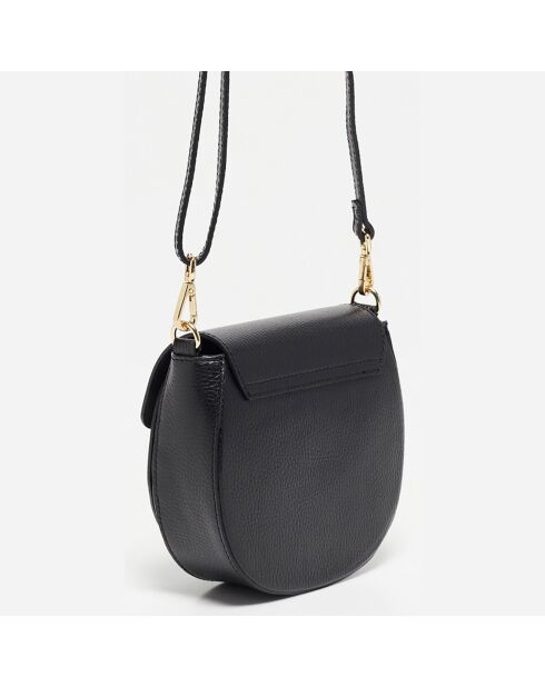 Schultertasche Polly aus schwarzem Leder - 21x19x6 cm