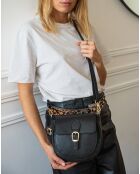 Schultertasche Polly aus schwarzem Leder - 21x19x6 cm