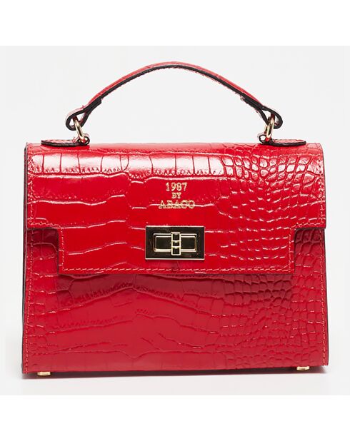 Sac à main en Cuir croco Sandy rouge - 20.5x15x6 cm