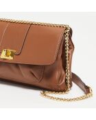 Sac bandoulière en Cuir de Vachette Zig camel  - 27x17x5 cm
