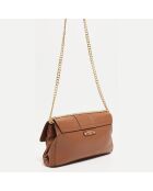 Sac bandoulière en Cuir de Vachette Zig camel  - 27x17x5 cm