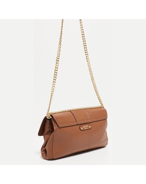 Sac bandoulière en Cuir de Vachette Zig camel  - 27x17x5 cm