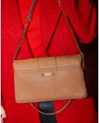 Sac bandoulière en Cuir de Vachette Zig camel  - 27x17x5 cm