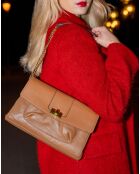 Sac bandoulière en Cuir de Vachette Zig camel  - 27x17x5 cm