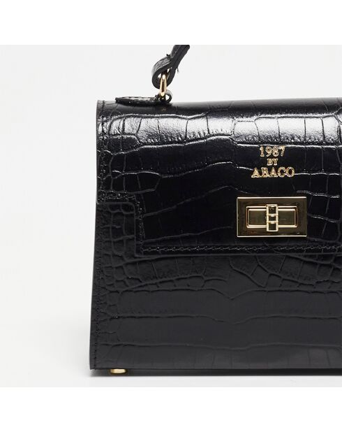 Sac à main en Cuir croco Sandy noir - 20.5x15x6 cm