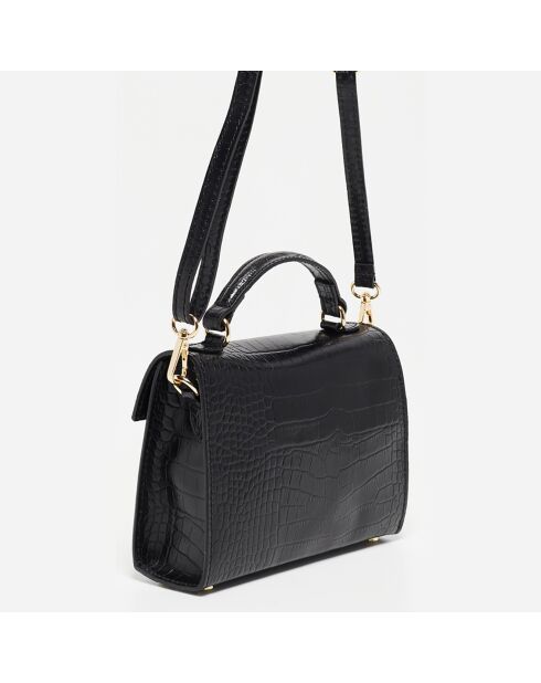 Sac à main en Cuir croco Sandy noir - 20.5x15x6 cm