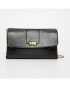 Sac bandoulière en Cuir de Vachette Zig noir - 27x17x5 cm