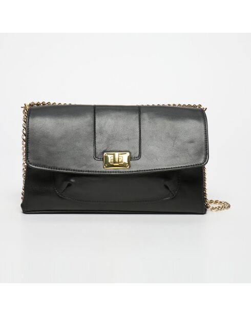 Sac bandoulière en Cuir de Vachette Zig noir - 27x17x5 cm