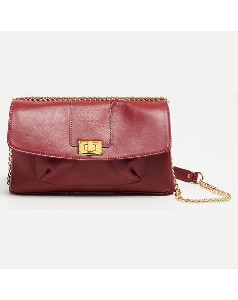 Sac bandoulière en Cuir de Vachette Zig rouge - 27x17x5 cm
