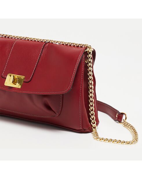 Sac bandoulière en Cuir de Vachette Zig rouge - 27x17x5 cm