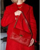 Sac bandoulière en Cuir de Vachette Zig rouge - 27x17x5 cm