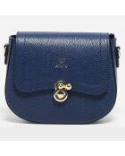 Marineblauwe Susy leren schoudertas - 23x18x7,5 cm