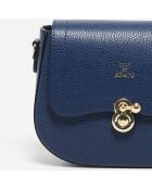 Marineblauwe Susy leren schoudertas - 23x18x7,5 cm