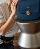 Marineblauwe Susy leren schoudertas - 23x18x7,5 cm