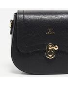 Zwarte Susy leren schoudertas - 27x13x8 cm