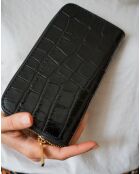 Waly zwarte leren metgezel - 19,5x11x2 cm