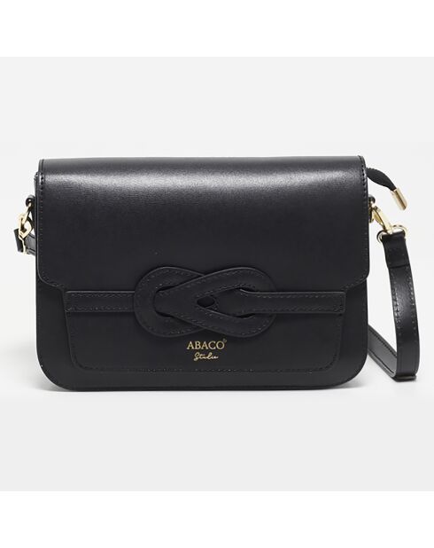 Schwarze Schultertasche aus bernsteinfarbenem Leder - 26x17x8 cm