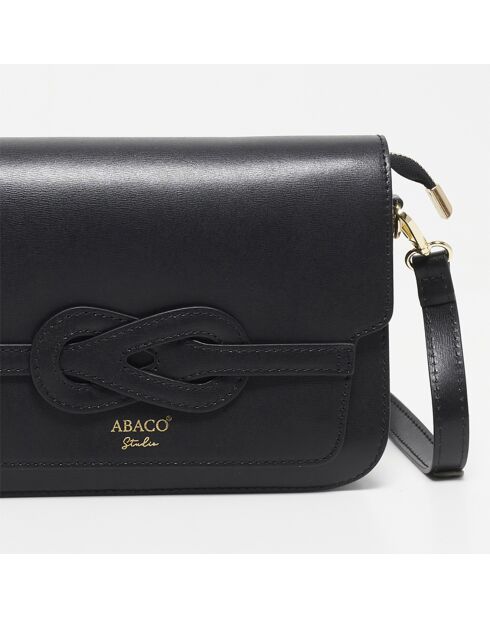 Schwarze Schultertasche aus bernsteinfarbenem Leder - 26x17x8 cm