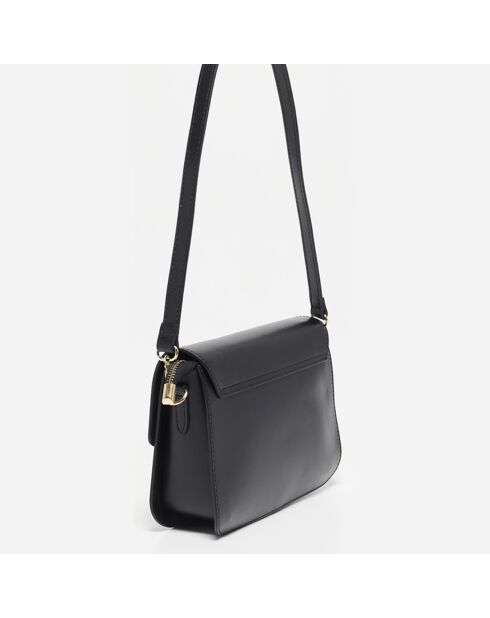 Schwarze Schultertasche aus bernsteinfarbenem Leder - 26x17x8 cm