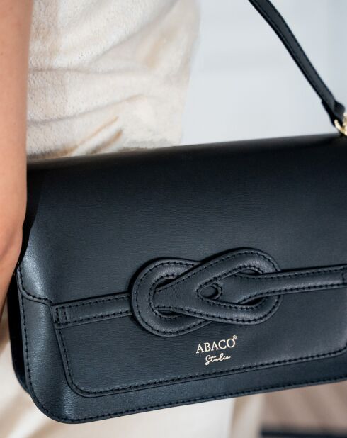 Schwarze Schultertasche aus bernsteinfarbenem Leder - 26x17x8 cm