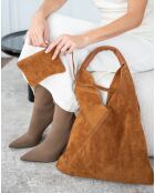 Cabas en Cuir Deni camel  - 40x47 cm