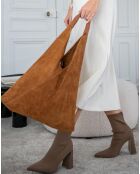 Cabas en Cuir Deni camel  - 40x47 cm