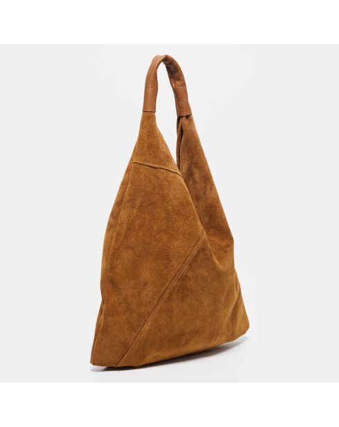 Cabas en Cuir Deni camel - 40x47 cm