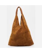 Cabas en Cuir Deni camel  - 40x47 cm