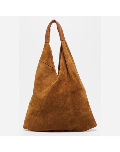 Cabas en Cuir Deni camel - 40x47 cm