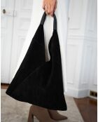 Bolso de mano negro de piel vaquera - 40x47 cm