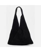 Bolso de mano negro de piel vaquera - 40x47 cm