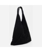Bolso de mano negro de piel vaquera - 40x47 cm