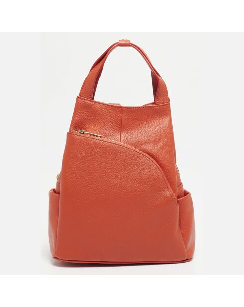 Sac à dos en Cuir Nala orange foncé  - 24x30x12 cm