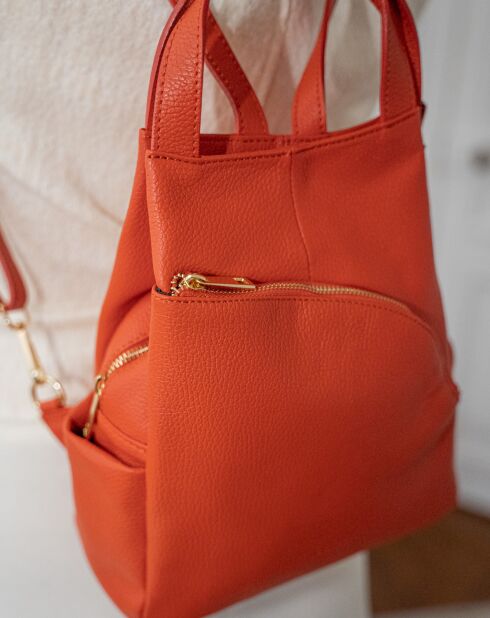 Sac à dos en Cuir Nala orange foncé  - 24x30x12 cm